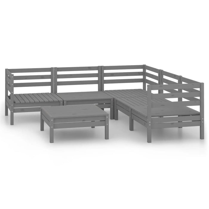 Set Salotto da Giardino 6 pz in Legno Massello di Pino Grigio 3083001