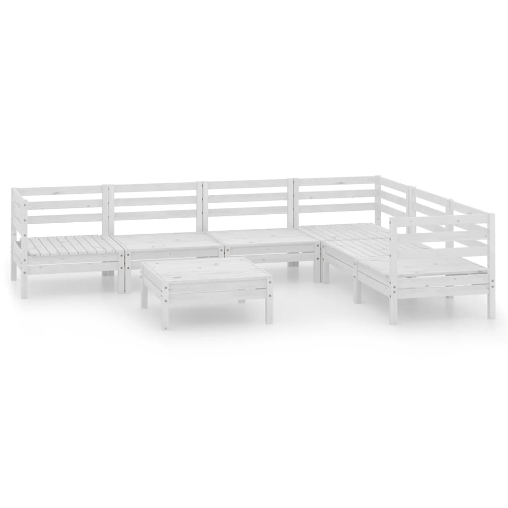 Set Salotto da Giardino 7 pz in Legno Massello di Pino Bianco 3083010