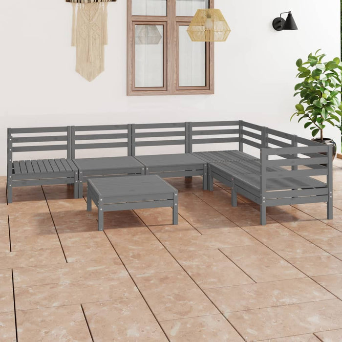 Set Salotto da Giardino 7 pz in Legno Massello di Pino Grigio 3083011