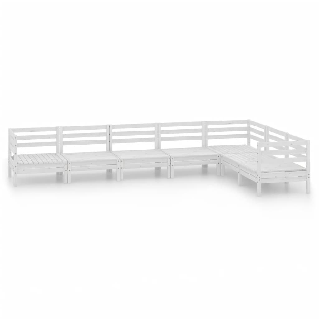 Set Salotto da Giardino 7 pz in Legno Massello di Pino Bianco 3083015