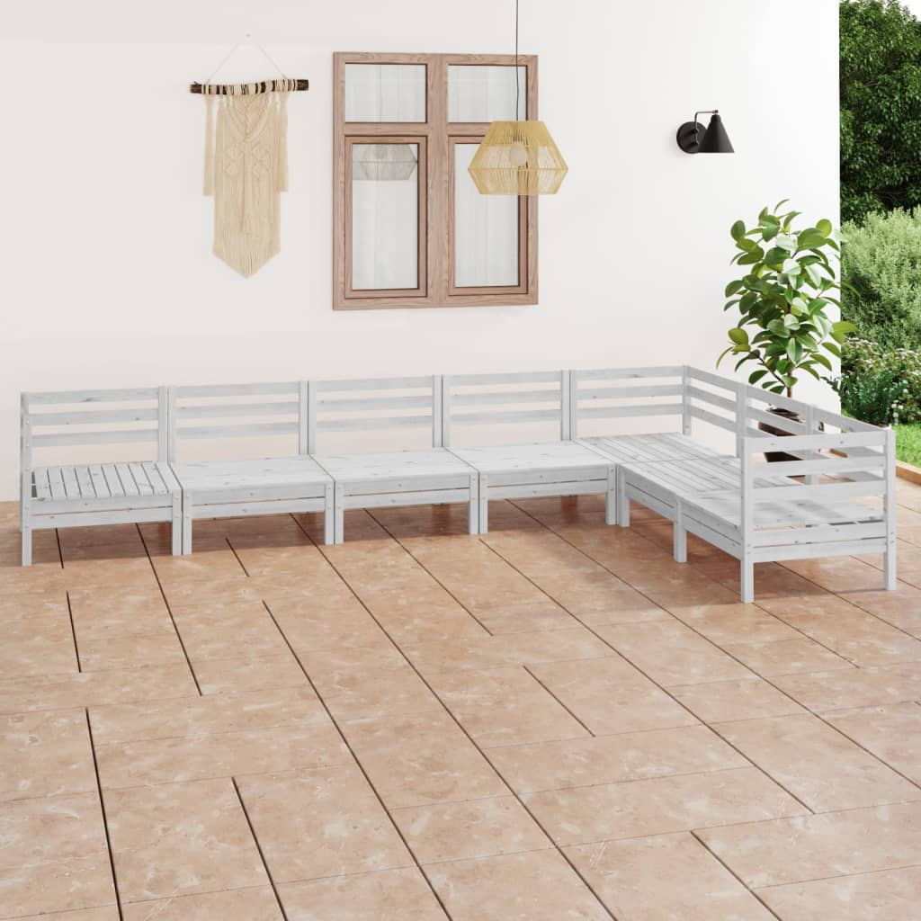 Set Salotto da Giardino 7 pz in Legno Massello di Pino Bianco 3083015