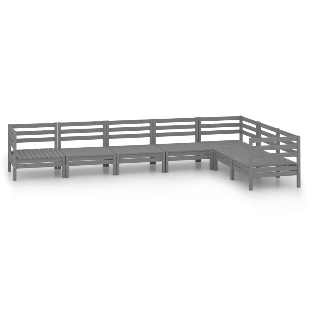 Set Salotto da Giardino 7 pz in Legno Massello di Pino Grigio 3083016