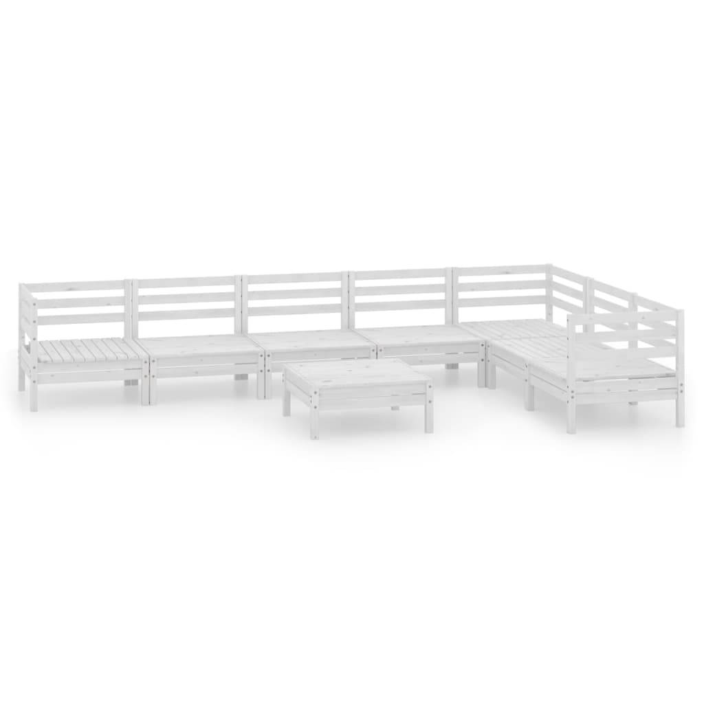 Set Salotto da Giardino 8 pz in Legno Massello di Pino Bianco 3083020