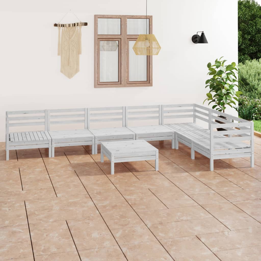 Set Divani da Giardino 8 pz in Legno Massello di Pino Bianco  cod mxl 44732