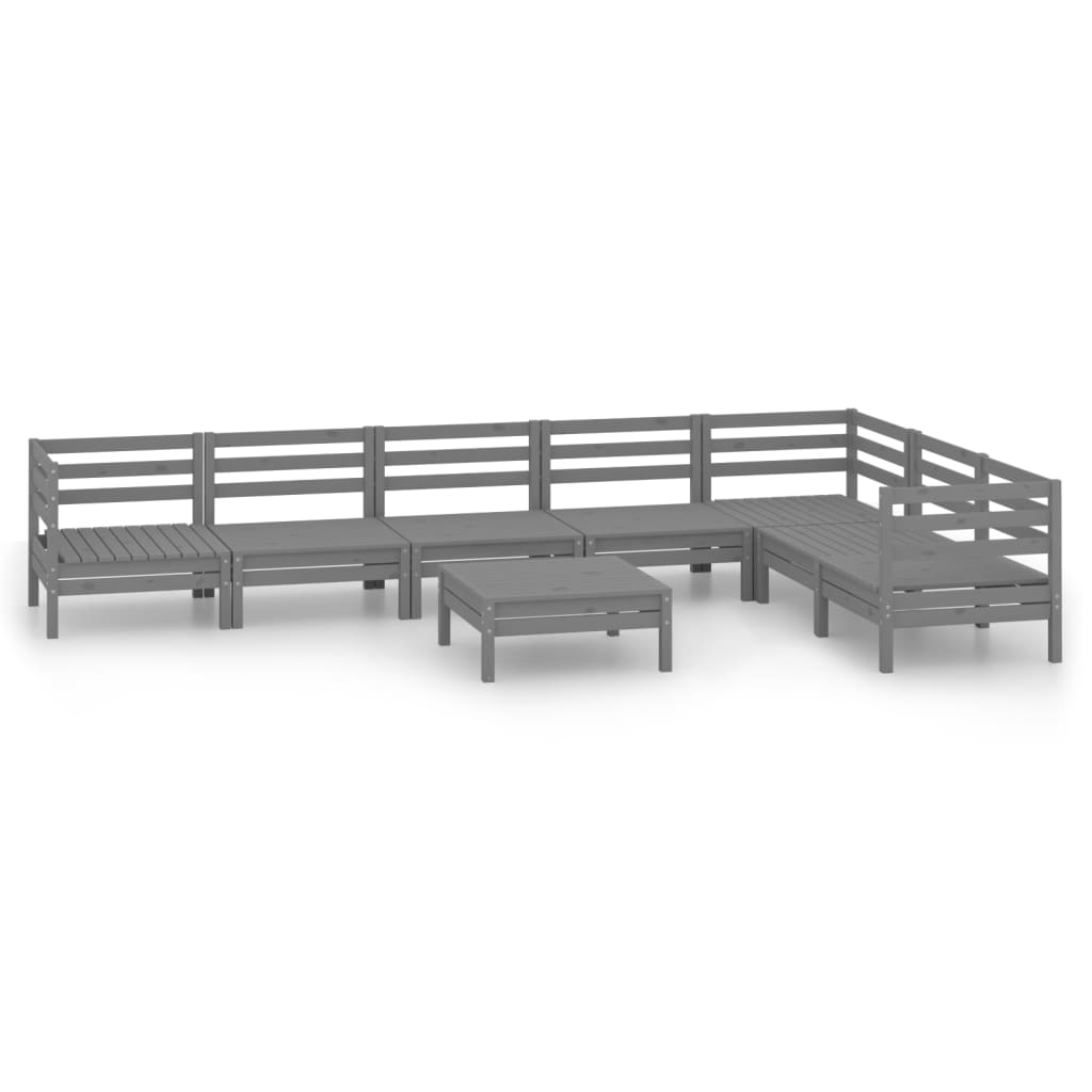 Set Divani da Giardino 8 pz in Legno Massello di Pino Grigio cod mxl 36625