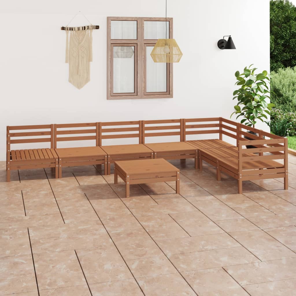 Set Divani da Giardino 8 pz in Legno Massello di Pino Miele  cod mxl 36624