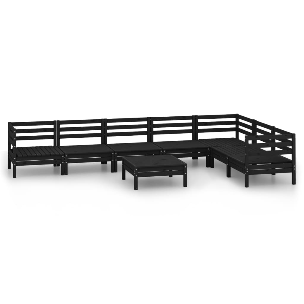 Set Salotto da Giardino 8 pz in Legno Massello di Pino Nero 3083023