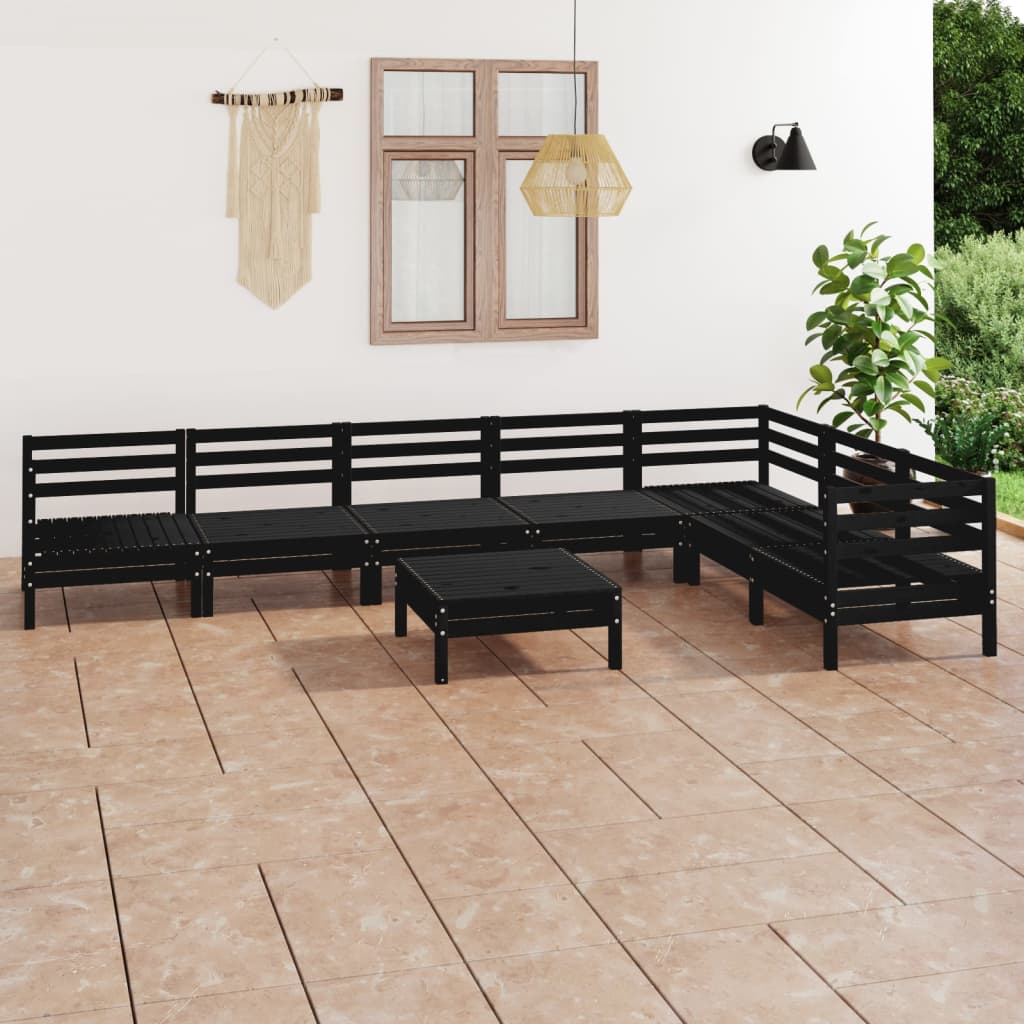 Set Salotto da Giardino 8 pz in Legno Massello di Pino Nero 3083023