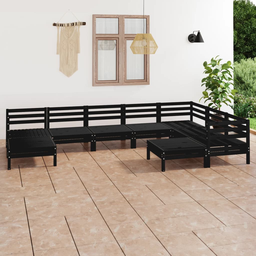 Set Divani da Giardino 9 pz in Legno Massello di Pino Nero  cod mxl 36626