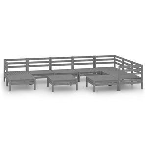 Set Divani da Giardino 10 pz in Legno Massello di Pino Grigio  cod mxl 36622