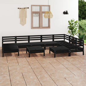 Set Divani da Giardino 10 pz in Legno Massello di Pino Nero  cod mxl 36627