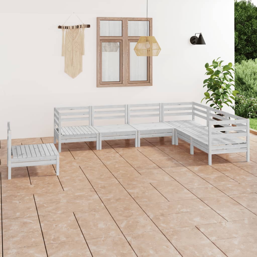 Set Salotto da Giardino 7 pz in Legno Massello di Pino Bianco 3083035