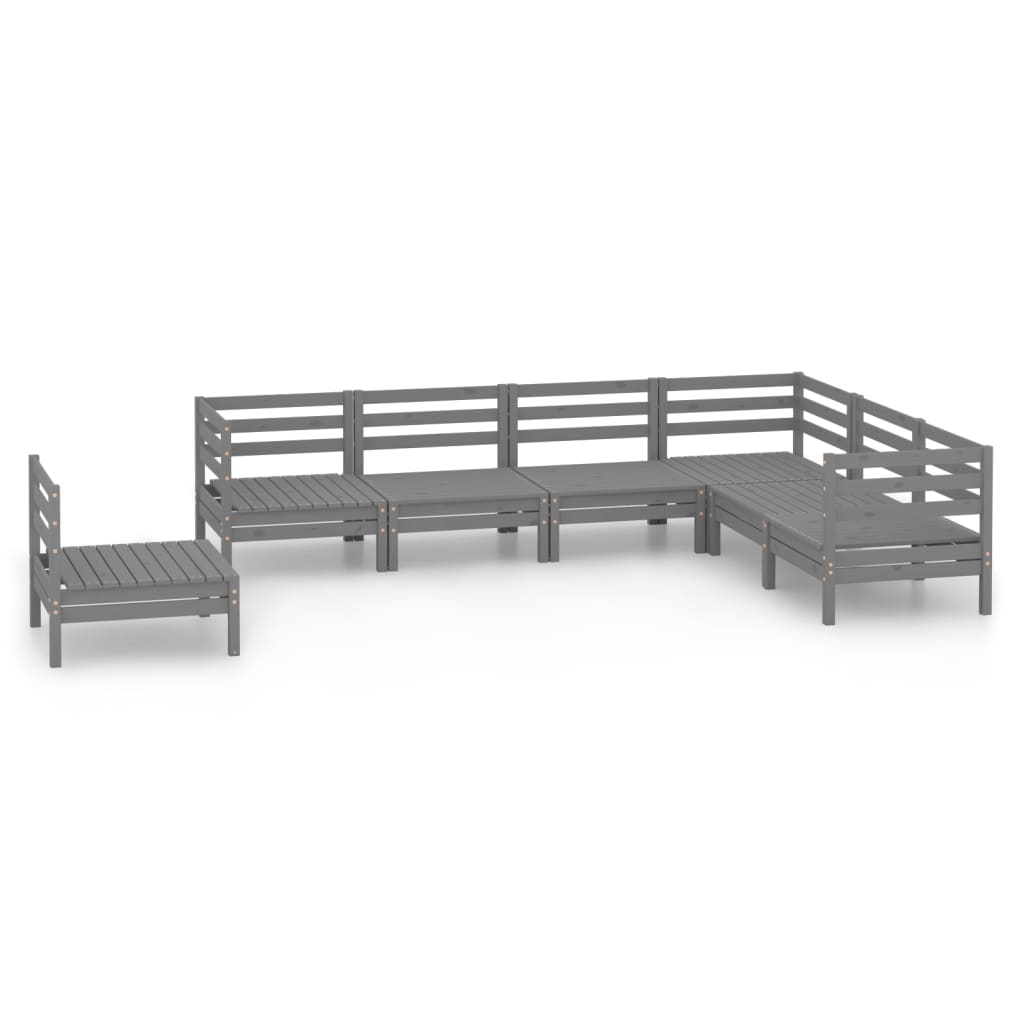 Set Salotto da Giardino 7 pz in Legno Massello di Pino Grigio 3083036