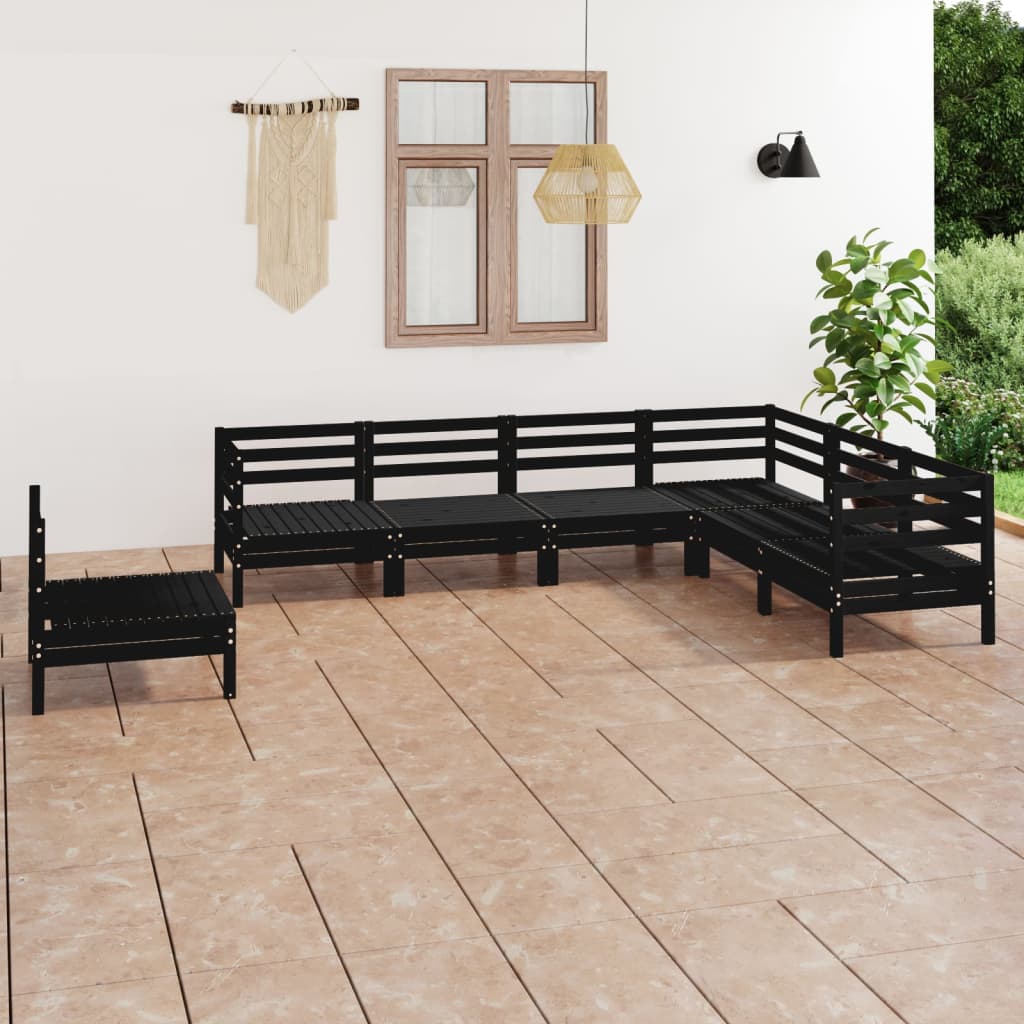 Set Salotto da Giardino 7 pz in Legno Massello di Pino Nero 3083038