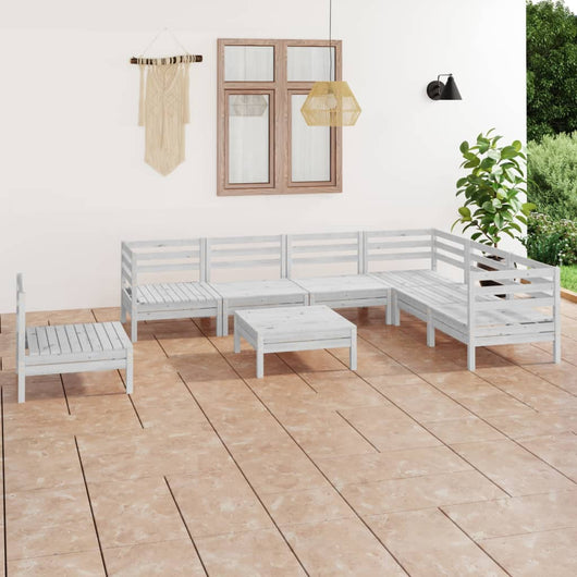 Set Salotto da Giardino 8 pz in Legno Massello di Pino Bianco 3083040