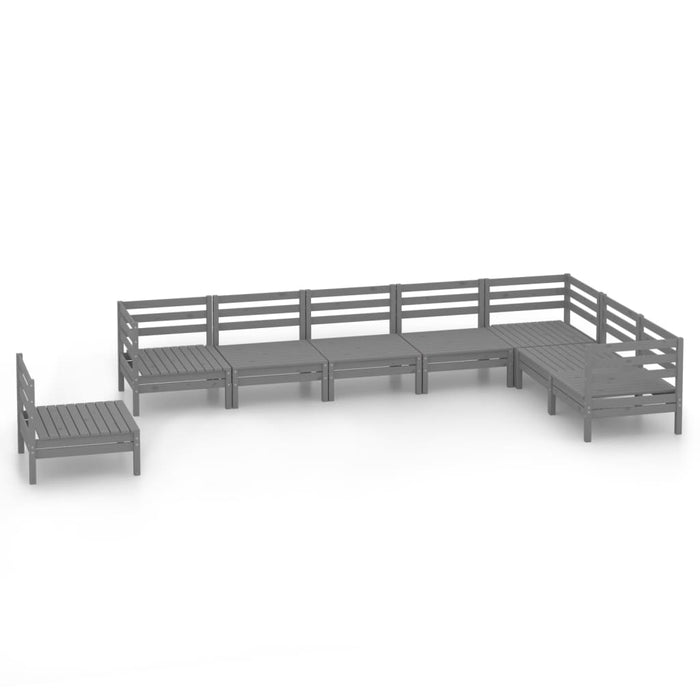 Set Salotto da Giardino 8 pz in Legno Massello di Pino Grigio 3083046