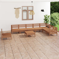 Set Divani da Giardino 9 pz in Legno Massello di Pino Miele cod mxl 36640