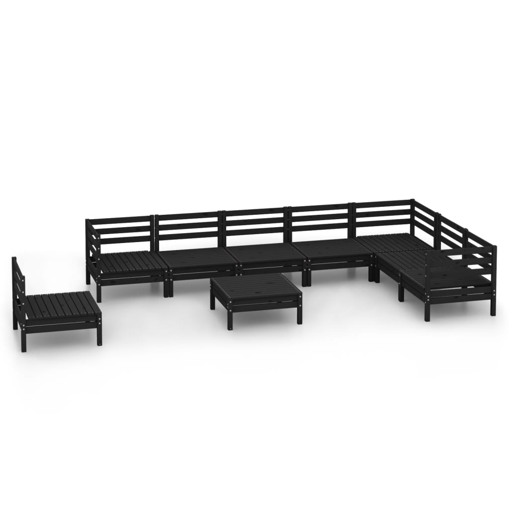 Set Salotto da Giardino 9 pz in Legno Massello di Pino Nero 3083053