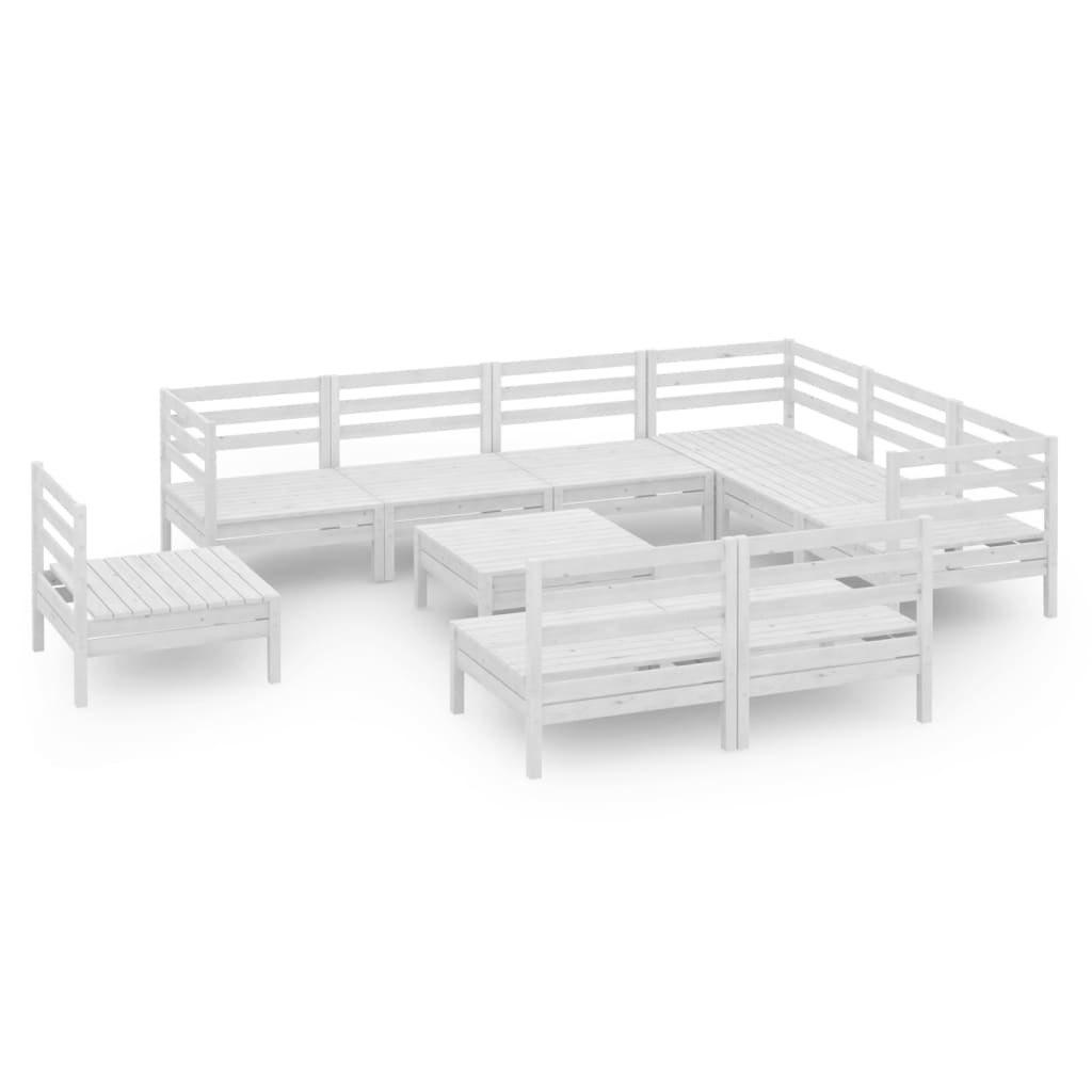 Set Salotto da Giardino 10 pz in Legno Massello di Pino Bianco 3083060