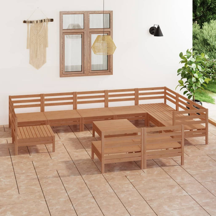 Set Divani da Giardino 11 pz in Legno Massello di Pino Miele cod mxl 36655