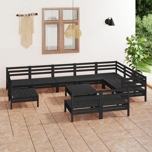 Set Divani da Giardino 11 pz in Legno Massello di Pino Nero cod mxl 36651