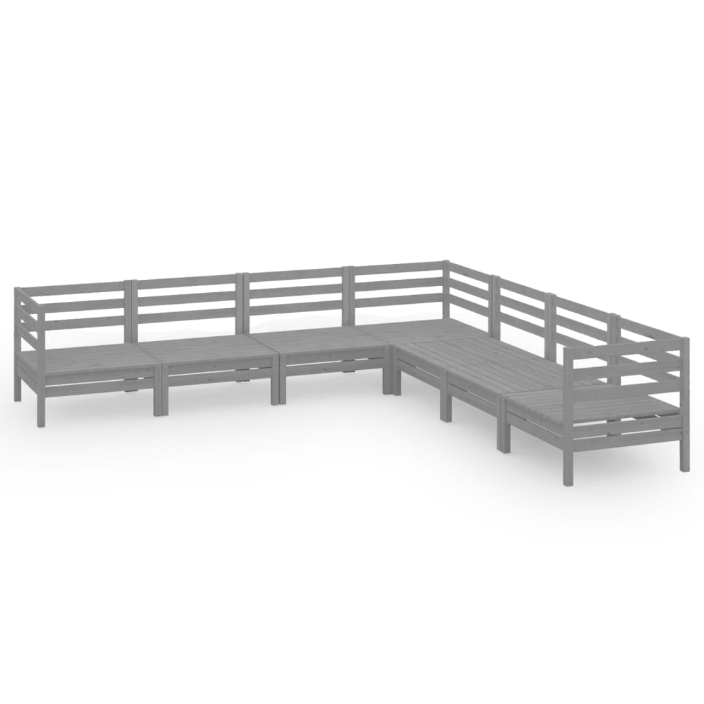 Set Salotto da Giardino 7 pz in Legno Massello di Pino Grigio 3083096