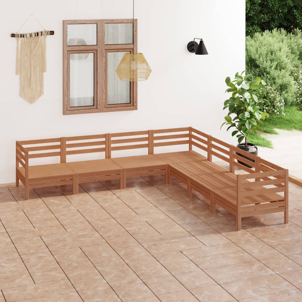 Set Divani da Giardino 7 pz in Legno Massello di Pino Miele  cod mxl 36662