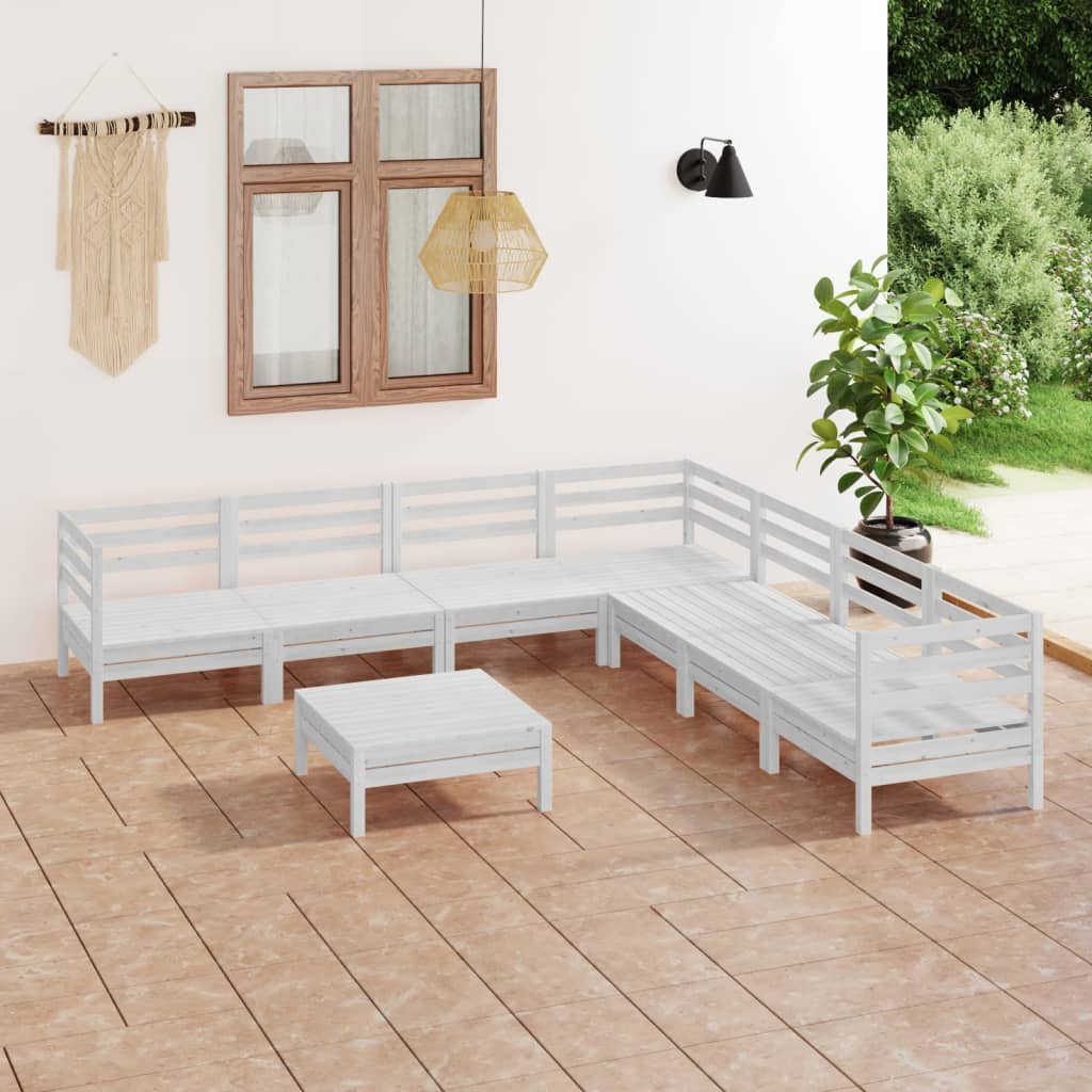 Set Divani da Giardino 8 pz in Legno Massello di Pino Bianco  cod mxl 40799