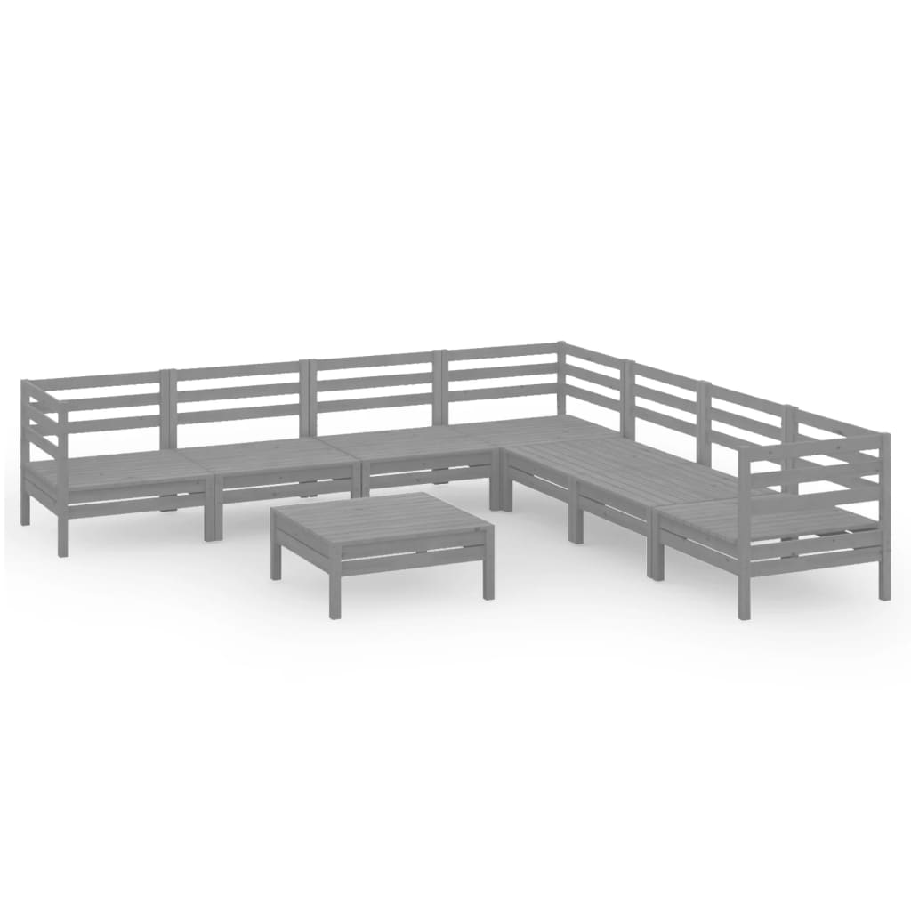 Set Divani da Giardino 8 pz in Legno Massello di Pino Grigio  cod mxl 38060