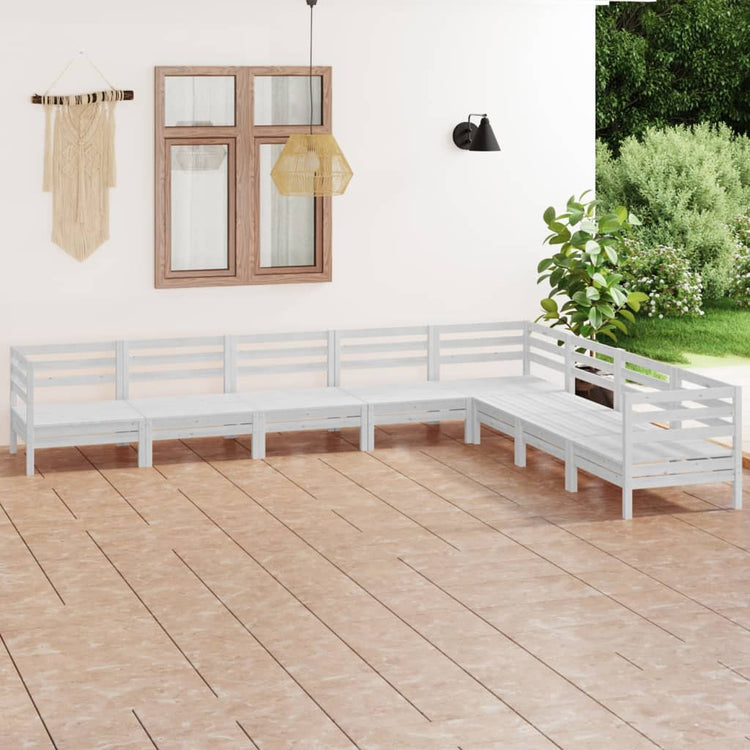 Set Salotto da Giardino 8 pz in Legno Massello di Pino Bianco 3083105