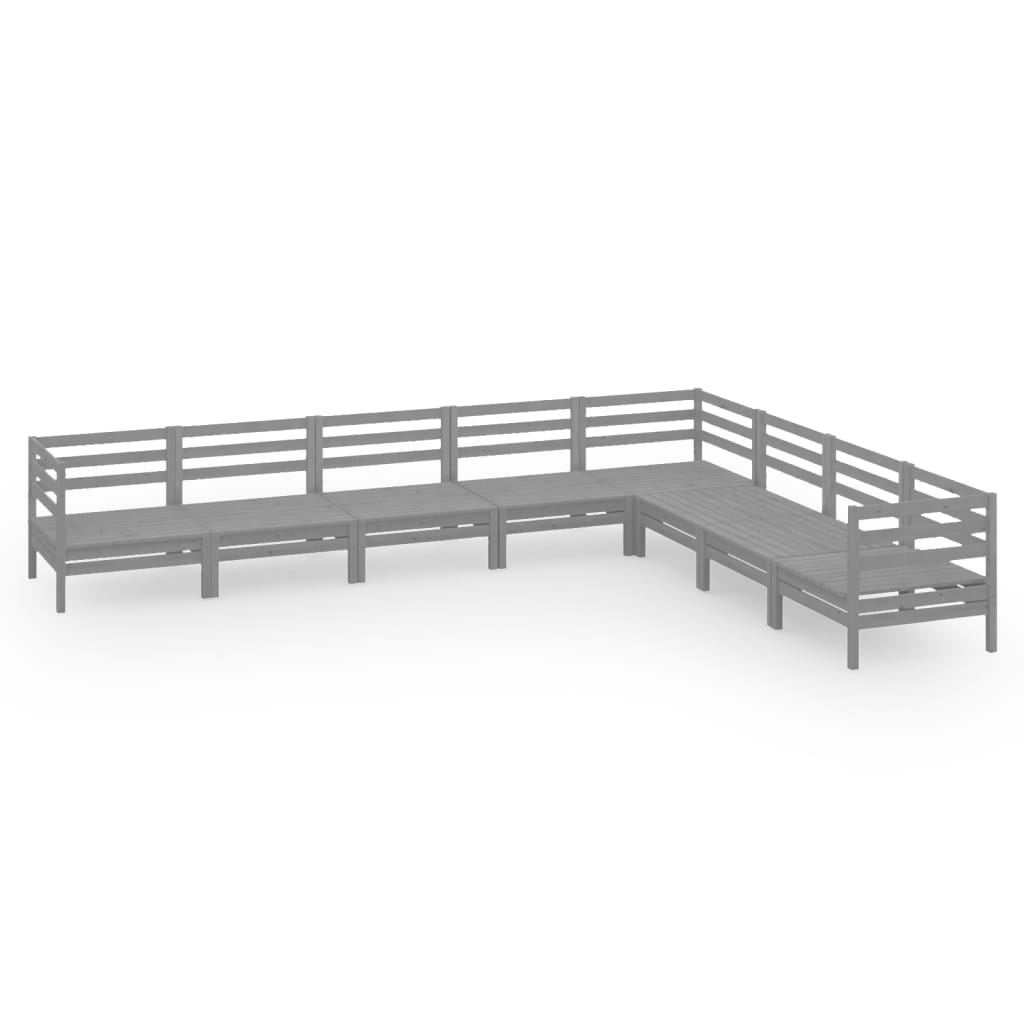 Set Salotto da Giardino 8 pz in Legno Massello di Pino Grigio 3083106