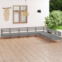 Set Salotto da Giardino 8 pz in Legno Massello di Pino Grigio 3083106