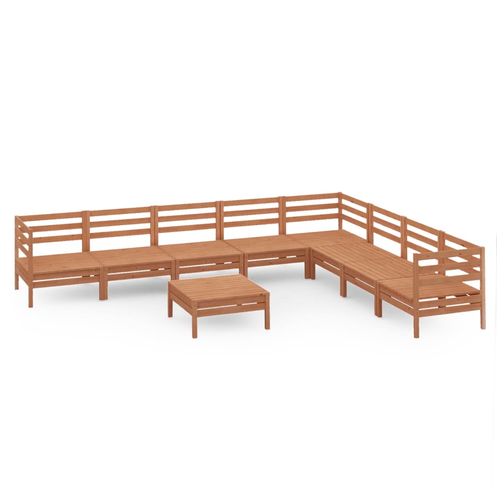 Set Salotto da Giardino 9 pz in Legno Massello di Pino Miele 3083112