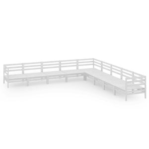 Set Salotto da Giardino 9 pz in Legno Massello di Pino Bianco 3083115