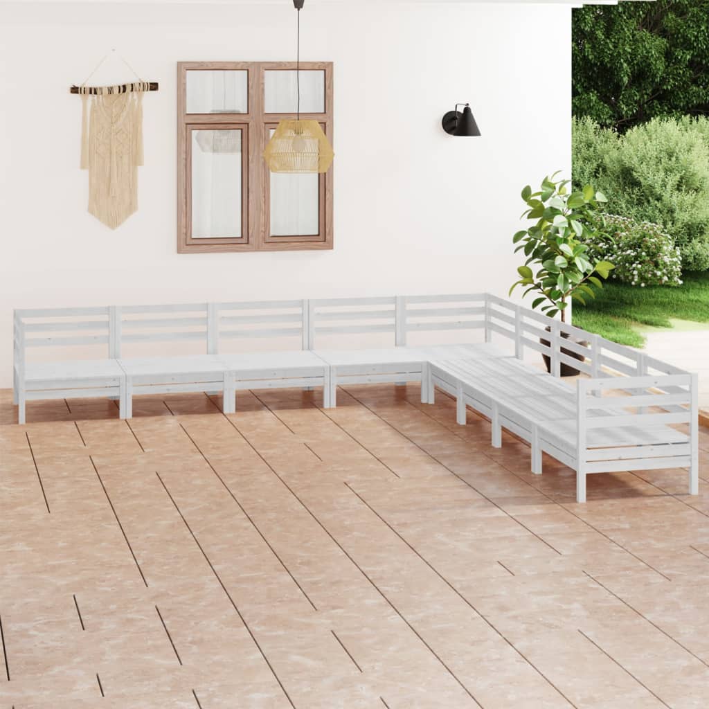 Set Salotto da Giardino 9 pz in Legno Massello di Pino Bianco 3083115