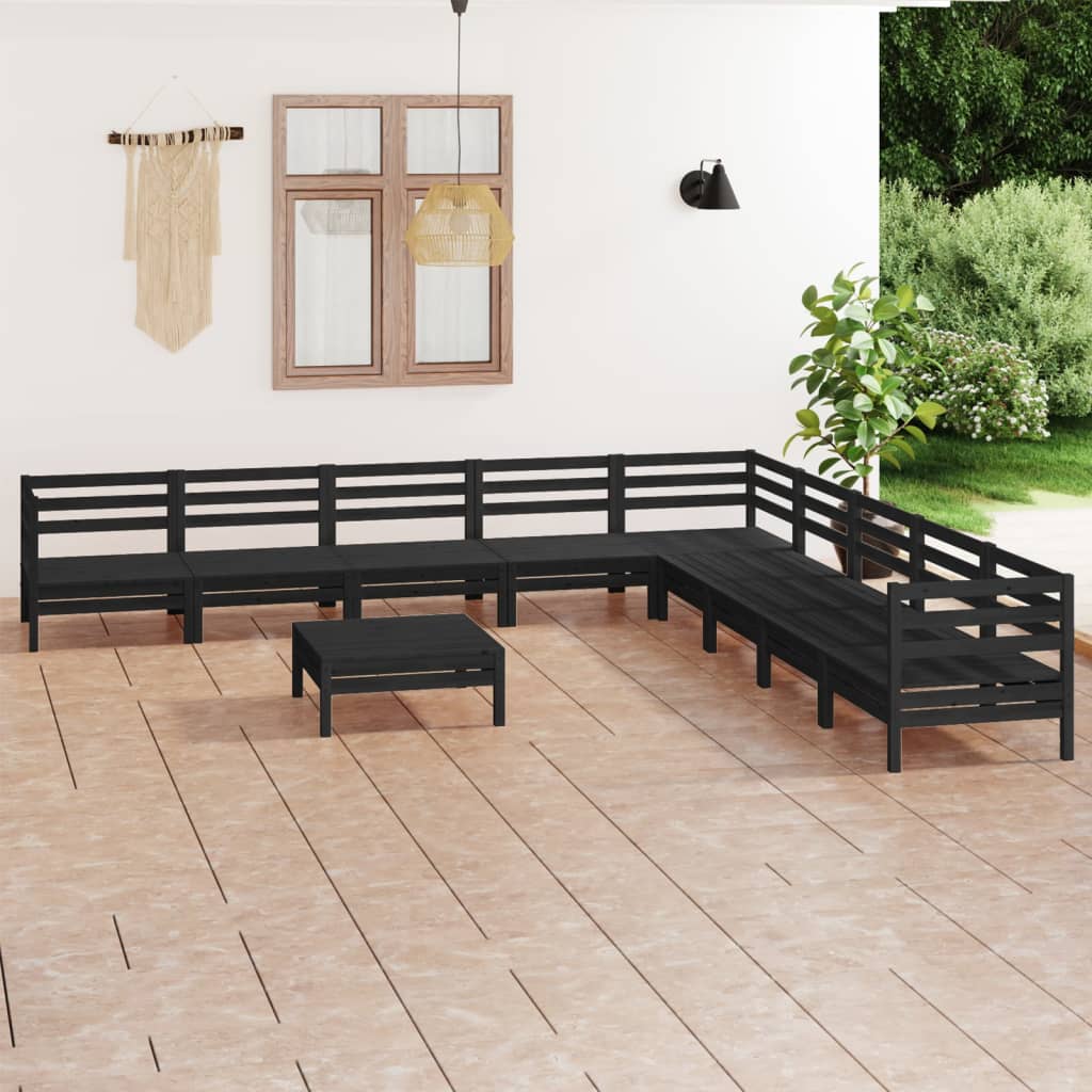 Set Divani da Giardino 10 pz in Legno Massello di Pino Nero cod mxl 36675