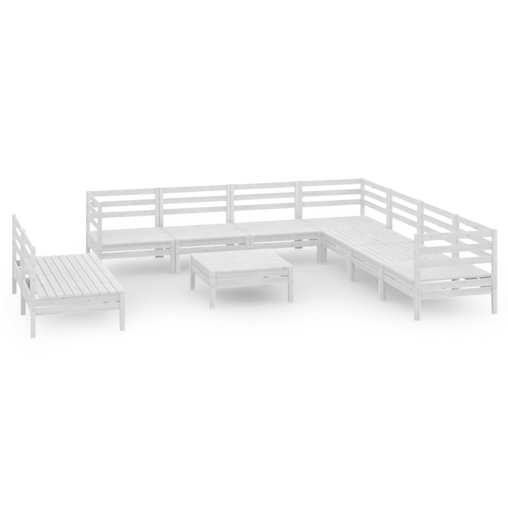 Set Divani da Giardino 10 pz in Legno Massello di Pino Bianco cod mxl 36684