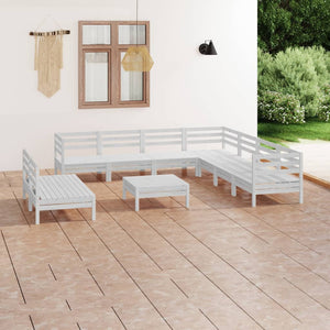 Set Divani da Giardino 10 pz in Legno Massello di Pino Bianco cod mxl 36684