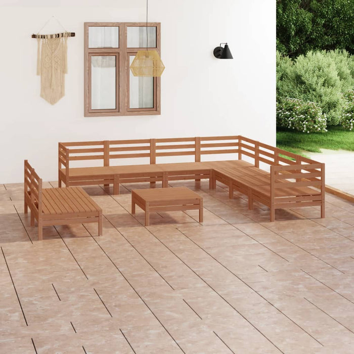 Set Divani da Giardino 10 pz in Legno Massello di Pino Miele cod mxl 36677