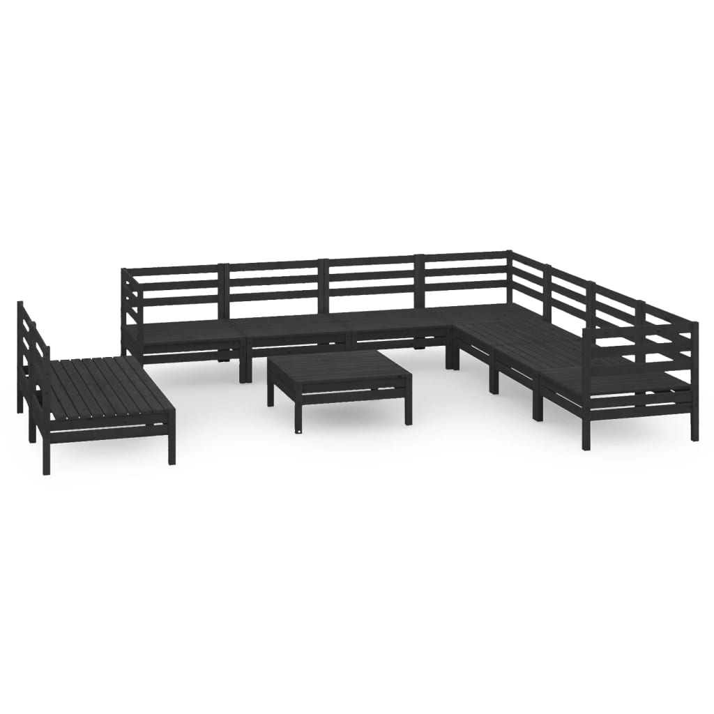 Set Salotto da Giardino 10 pz in Legno Massello di Pino Nero 3083133