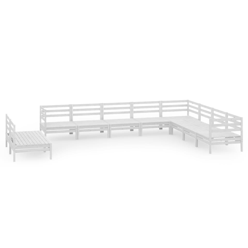 Set Salotto da Giardino 10 pz in Legno Massello di Pino Bianco 3083135