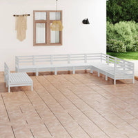 Set Salotto da Giardino 10 pz in Legno Massello di Pino Bianco 3083135