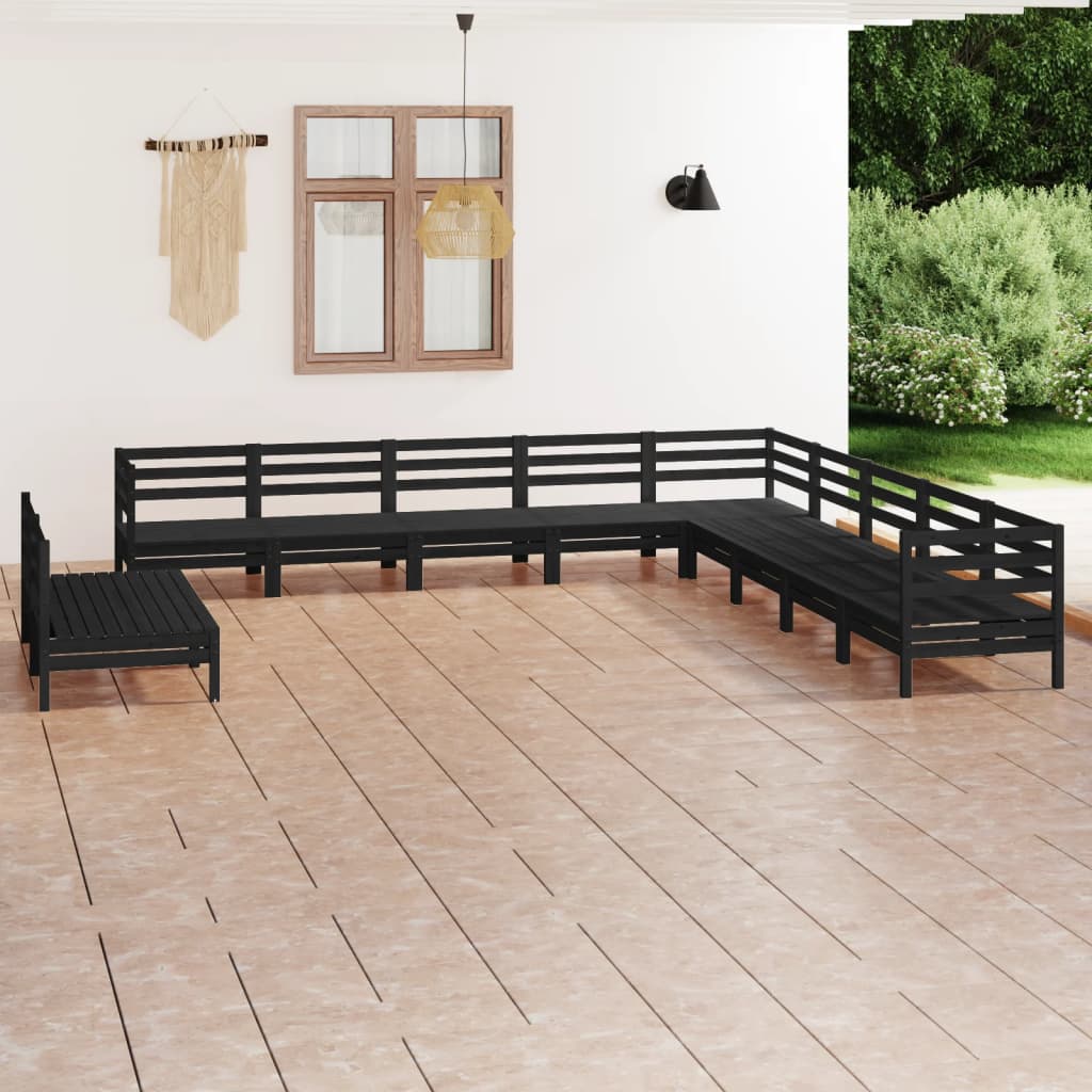 Set Divani da Giardino 11 pz in Legno Massello di Pino Nero  cod mxl 36699