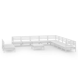 Set Divani da Giardino 12 pz in Legno Massello di Pino Bianco  cod mxl 36688