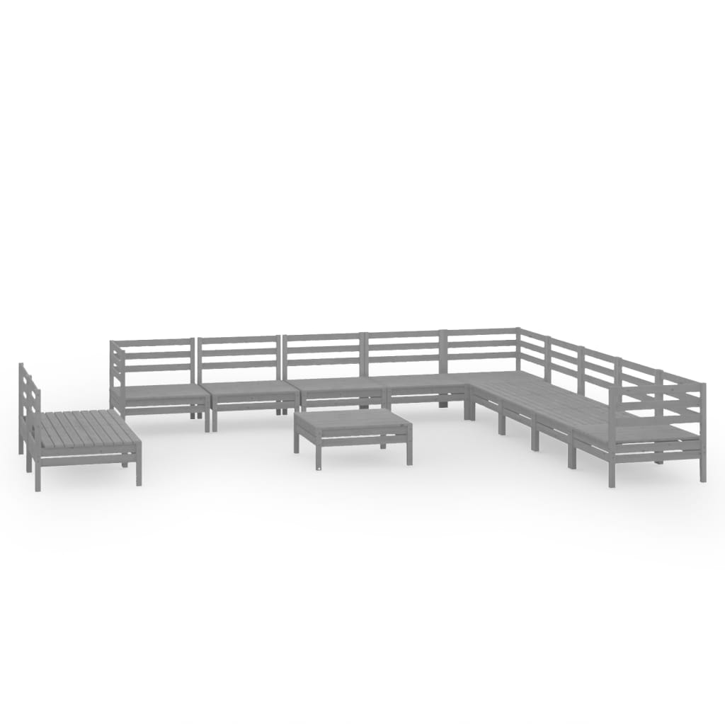 Set Divani da Giardino 12 pz in Legno Massello di Pino Grigio  cod mxl 38054