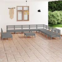 Set Divani da Giardino 12 pz in Legno Massello di Pino Grigio  cod mxl 38054