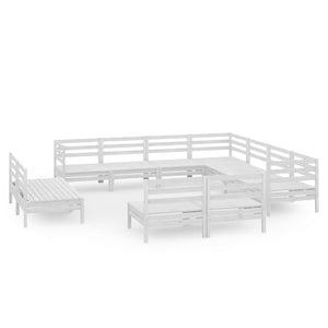 Set Salotto da Giardino 11 pz in Legno Massello di Pino Bianco 3083155