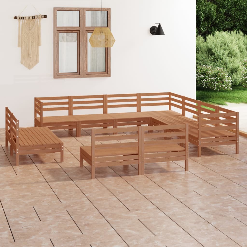 Set Salotto da Giardino 11 pz in Legno Massello di Pino Miele 3083157