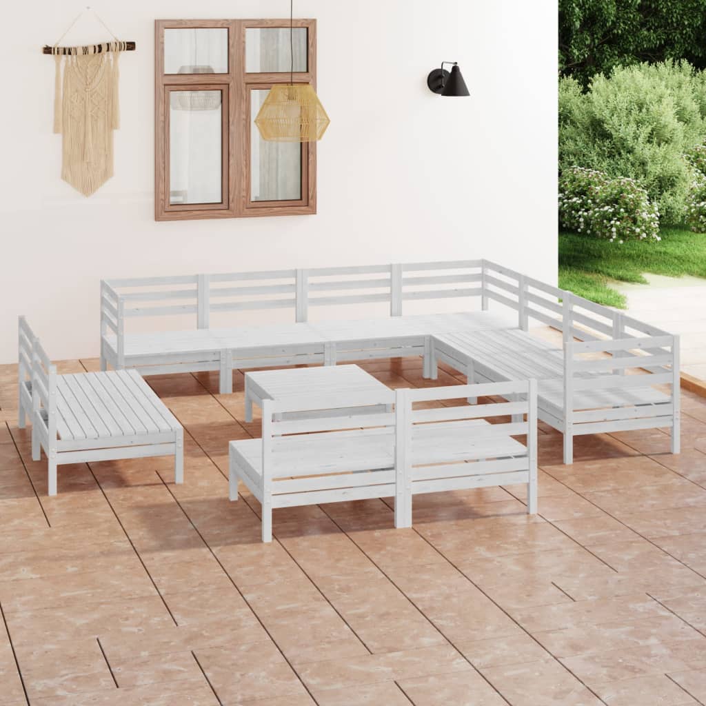 Set Divani da Giardino 12 pz in Legno Massello di Pino Bianco  cod mxl 36707