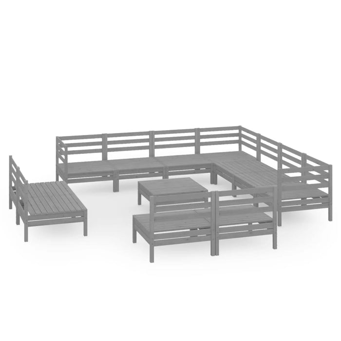 Set Divani da Giardino 12 pz in Legno Massello di Pino Grigio  cod mxl 38045